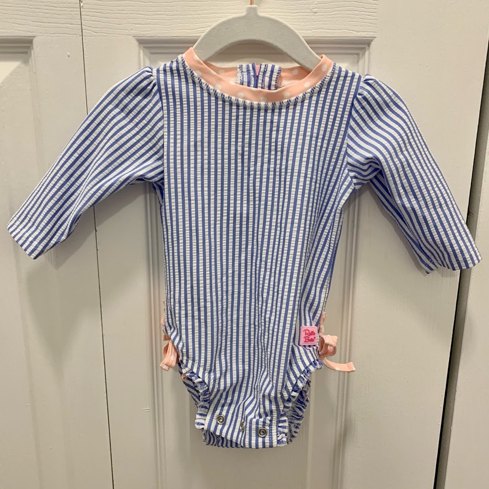 RuffleButts Seersucker Swimsuit